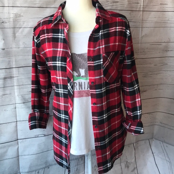 Ci Sono Tops - Red Flannel elbow patch